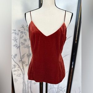 NWT Banana Republic Velvet Spaghetti Strap Camisole Blouse Top, Medium, Rust